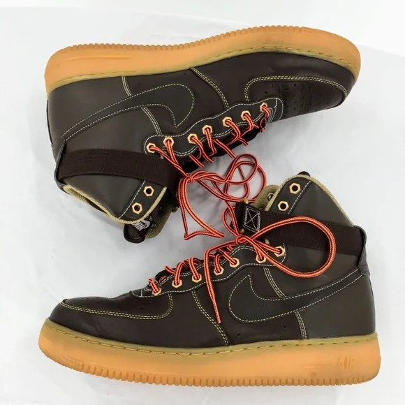 Nike Air Force 1 High Brown Leather Winter Workboot Pack Gum Sole Sz 12 - Picture 6 of 11